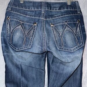 Wrangler Blue Boot Cut Jeans with Embellished Pockets